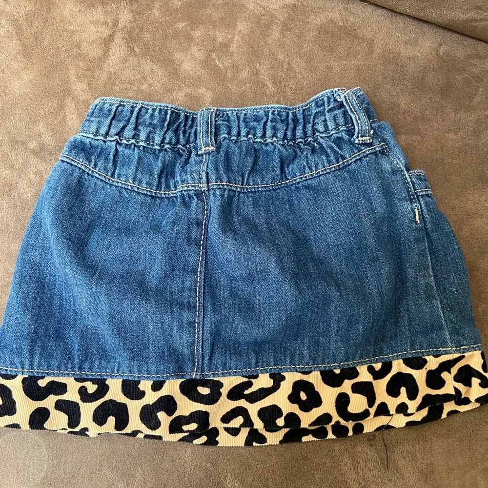 GYMBOREE Denim Leopard Trim Skirt; 3T